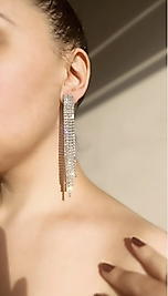 Su Yolu Taşlı Sallantılı Abiye Küpe