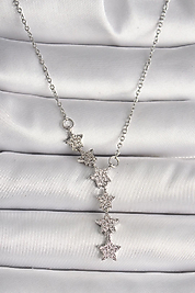 Çelik Gümüş Renk Zincir Zirkon Taşlı Yıldız Model Kadın Kolye