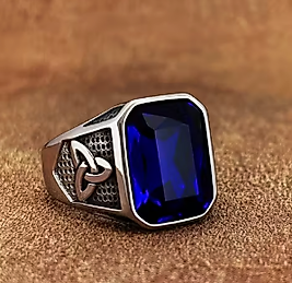 OSMANLI GÜMÜŞ Kırmızı Yakut Taşlı Yanı Kartal Işlemeli Özel Seri Erkek Gümüş Yüzük