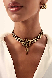 Kombin Altın Kaplama Sembol Kolye Seti