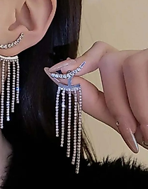 Silver Taş Sallantılı Abiye Hayalet Küpe