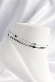 Çelik Gümüş Renk Nazar Boncuk Tasarımlı 2li Halhal